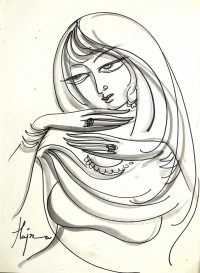 Hajra Mansoor, 14 X 19 Inch, Mix Media on Paper, Figurative Painting, AC-HM-013